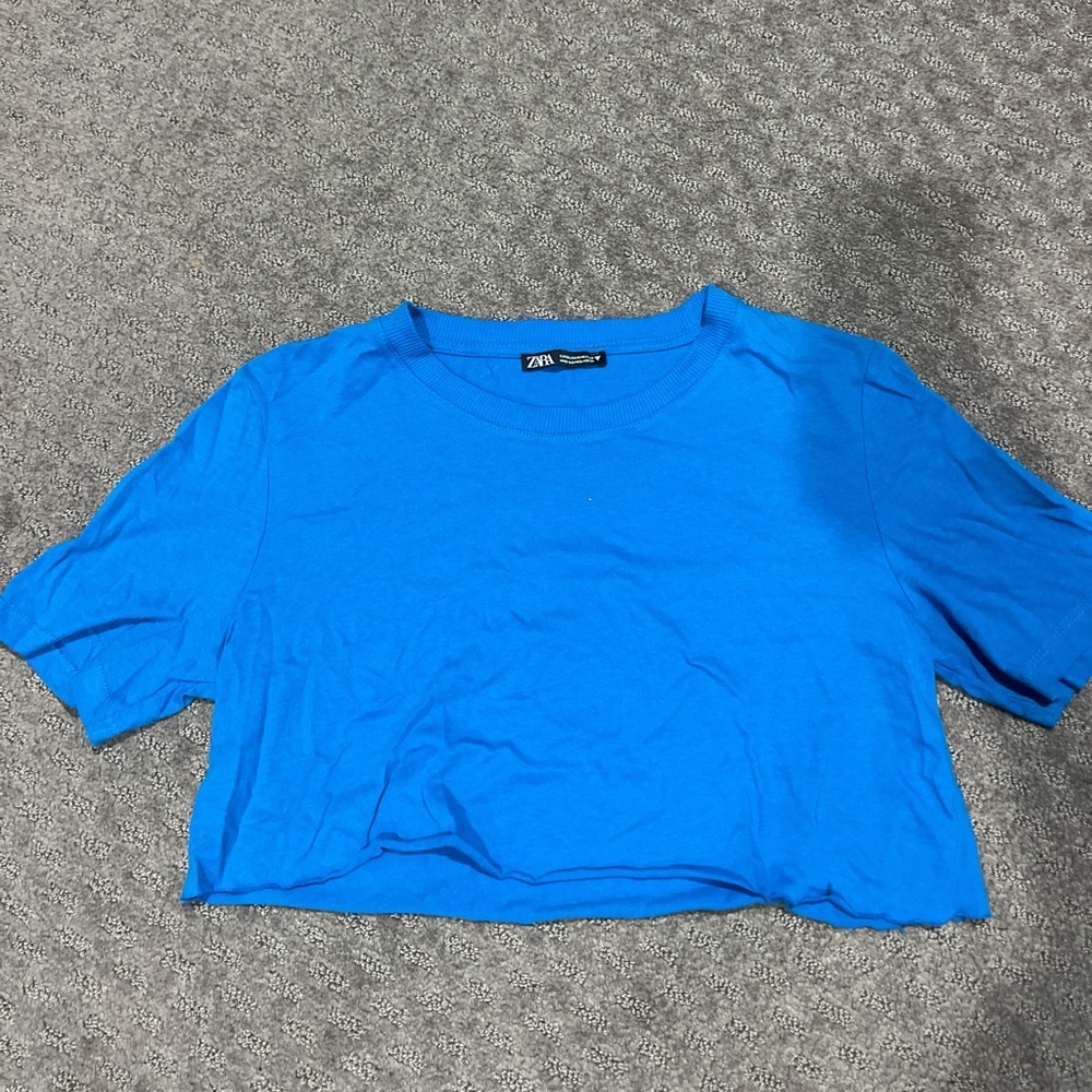 Zara Vibrant Blue Short Sleeve Crop Top